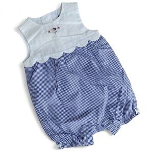 Janie and Jack White and Blue Gingham Romper - size 3-6months